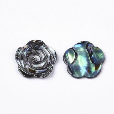 19x20mm Abalone Shell/Paua Shell Cabochon Hand Carved Flower 1pc