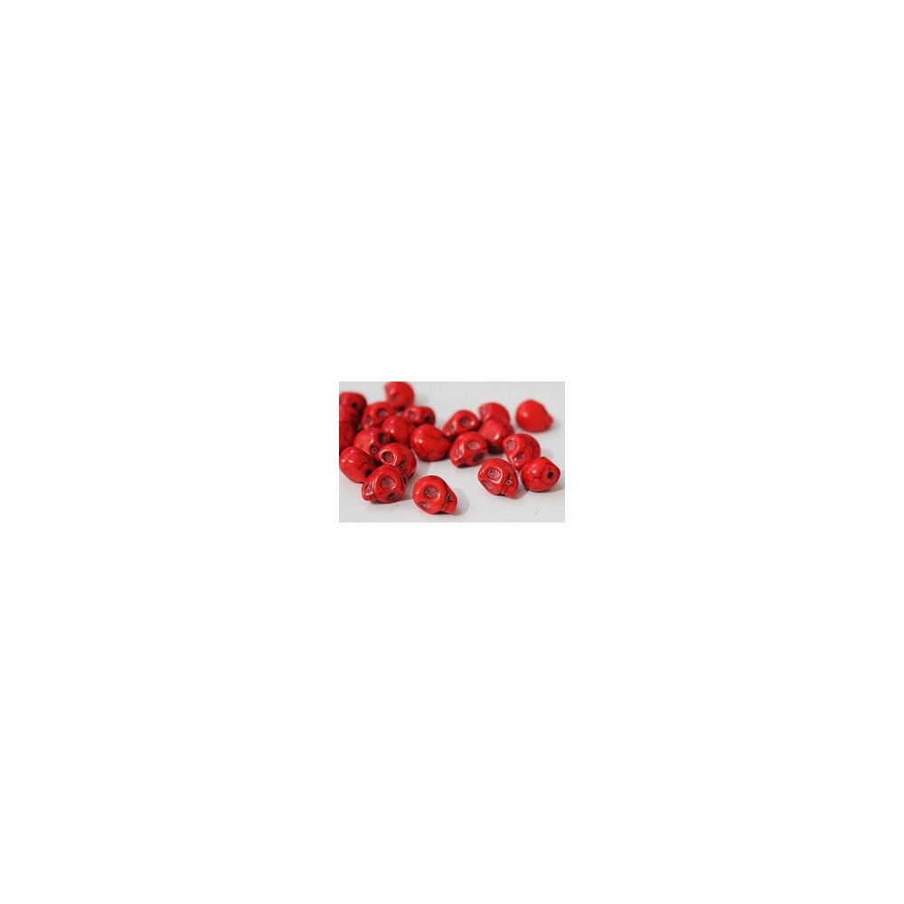Howlite Skull Beads - Red