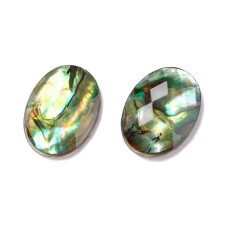 16x12mm  Abalone Shell/Paua Shell Cabochon Faceted Oval 2pc