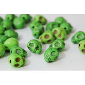 Howlite Skull Beads - Green