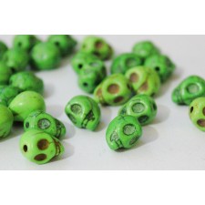 Howlite Skull Beads - Green