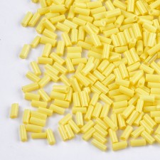 3-5mm Glass Bugle Beads: Opaque Yellow 20g