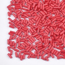 3-5mm Glass Bugle Beads: Opaque Red 20g