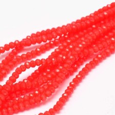 3x2mm Crystal Faceted Round Beads - Opaque Coral - 13" Strand 150pc Approx.