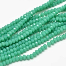 3x2mm Crystal Faceted Round Beads - Opaque Dk Cyan 13" Strand