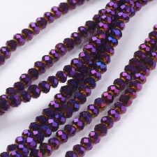3x2mm Elecrtoplated Crystal Faceted Rondelle Beads - Purple Iris - 10" Strand 100pcs Aprox