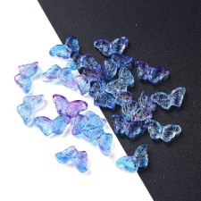 Transparent Glass Butterfly Beads - Electroplate Blue Purple - 14x8m about 15pcs