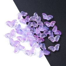 Transparent Glass Butterfly Beads - Electroplate Violet - 14x8m about 15pcs