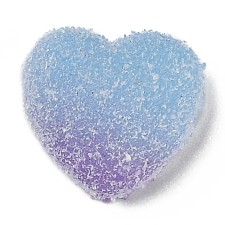 15mm Frosted Heart Resin Cabochons, Blue Purple Gradient 10pcs