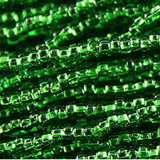 Preciosa Czech Seed Beads Silverlined hank 11/0 - Emerald Green
