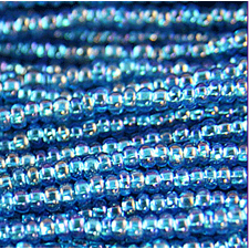 Preciosa Czech Seed Beads SILVERLINED 11/0 - AB Rainbow Dark Aqua (Full Hank)