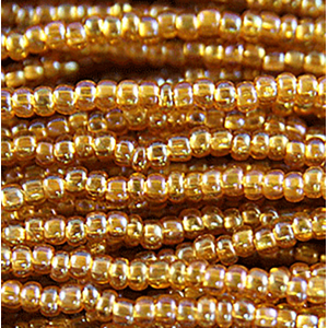 Preciosa Czech Seed Beads Silverlined 11/0 - AB Rainbow Dark Gold (Full Hank)