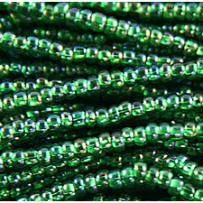 Preciosa Czech Seed Beads Silverlined 11/0 - AB Rainbow Green Emerald (Full Hank)